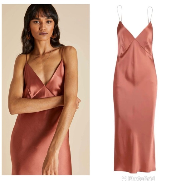 olivia von halle issa sienna slip dress in orange